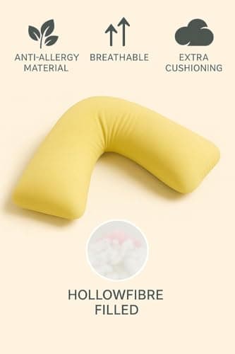 HOMES-LINEN Orthopaedic V-Shaped Pillow Extra Cushioning Support For Head, Neck & Back (Lemon, V-Pillow With Cover) — view 5