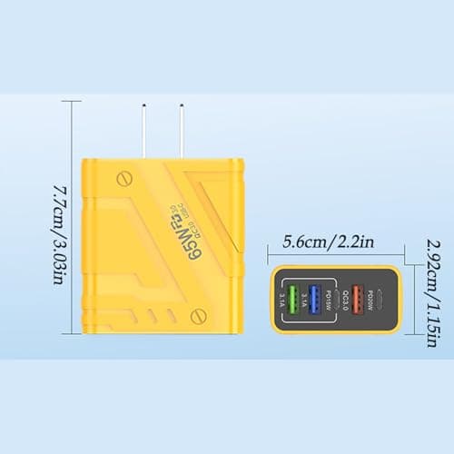 USB Charger - 65W 5 Ports Multi-Port Wall Charger with Type C Port | For Indoor Use Home Office Travel and Business — view 5