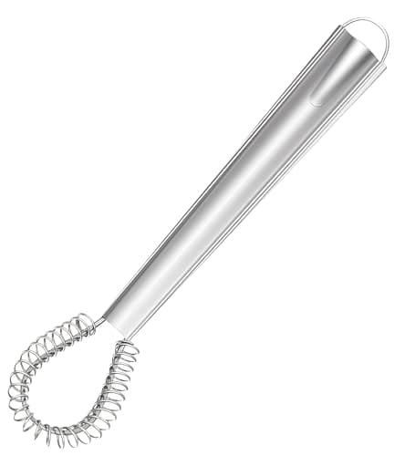 AJIMAOMI Food Grade Stainless Steel Whisk, 20.5cm Mini Portable Hand Mixer for Eggs, Coffee, Cream, Milk, Sauce, Honey, Drinks & Pancake Batter - Lightweight Manual Egg Beater
