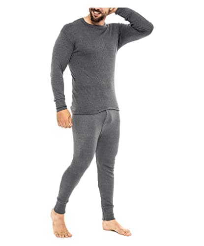 Heat Stoke®️ Men's Thermal Long Sleeves T-Shirt Long Johns Trouser Warm Base layer Black Charcoal S,M,L,XL,XXL (SINGAL SET CHARCOAL, XXL) — view 3