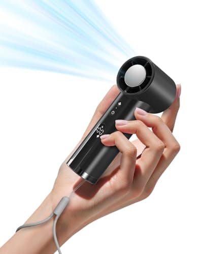 OidoZac Hand held Fan, 18800RPM High Speed (1-100) Mini Hand Fans, 4000mAh Small Personal Portable Fan with Strap, Powerful Handheld Fans for Travel, Office, Outdoor, Camping, Gift, Black