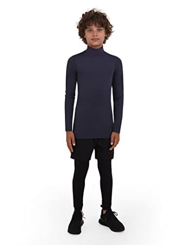 PowerLayer Men's Compression Base Layer Top Long Sleeve Under Shirt - Mock Neck - Graphite, S — view 2