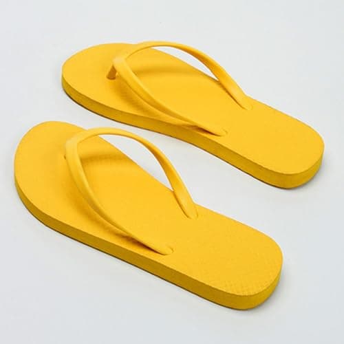 Jhebeks Yellow Flip Flops Womens Uk Flat Lightweight Slim Sandals Non Slip Flip Flops Comfortable Summer Beach Walking Cushion Sandals Slip On Indoor Outdoor for Shower Bathroom Size 6.5 — view 4