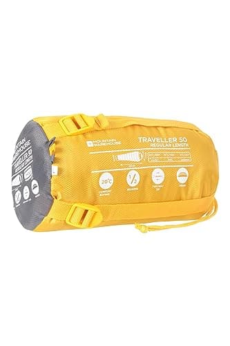 Mountain Warehouse Traveller 50 Sleeping Bag XL - Windproof, Breathable & Lighweight Mummy Shaped Bag - All Season Camping, Hiking, Trekking & Outdoors Yellow Reg Length — view 6