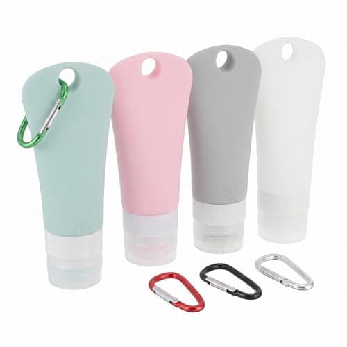Yardwe Travel Bottles 4 Pack Refillable Liquid Bottles with Hooks Silicone Travel Bottles for Toiletries Lotion Dispenser Containers for Shampoo Shower Gel Camping Backpack