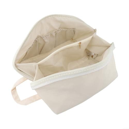 Underwear Storage Bag with Compartments for Bras Socks and Lingerie Portable Organizer Memory Cloth Pouch Lightweight Case for Home Travel Drawer 25x13x13cm White Pink(C)