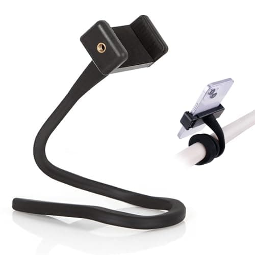 GMHLLES Pram Phone Holder - Safe, Stable & Adjustable for Strollers, Cars & Home (Black)