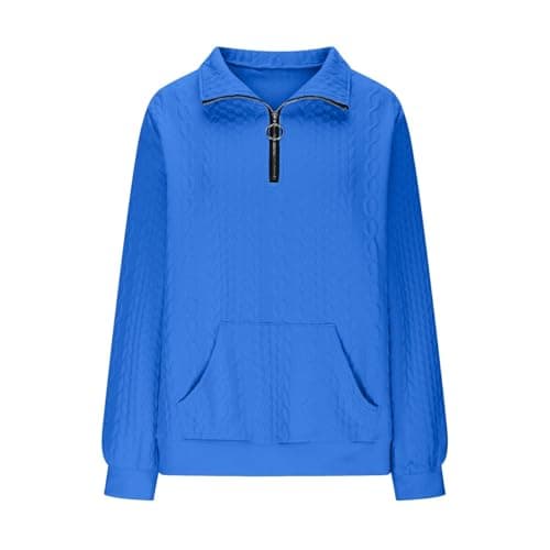 Sweaters for Women UK Jumpers for Women UK Sweatshirts Lapel Half Zip Pullover Knit Cable Ladies Sweatshirt Long Sleeve Tops Fall Winter Sweaters Warm Hoodies Outfit Clothing Sky Blue M — view 3