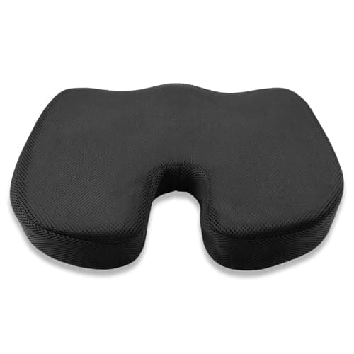Memory Foam Seat Cushion, U-Shaped Ergonomic Chair Pad for Pressure Relief & Tailbone Support, Non-Slip Coccyx Cushion for Office Chair, Gaming Chair, Car Seat & Desk Use, Breathable Mesh Cover, Black