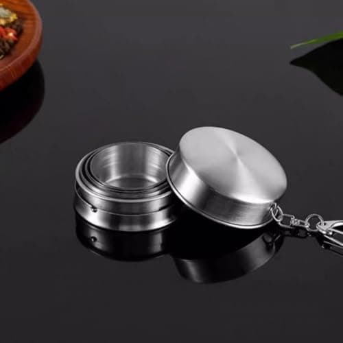 MKTOLHUs Zeroupshop Collapsible Stainless Steel Travel Cup, Foldable Leak-Proof Water Bottle, for Camping Hiking For Outdoor, Portable Telescoping Mug, with Twist-Lock Lid, Silver(Small) — view 5
