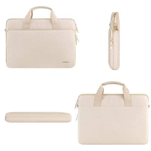 DOMISO 17 inch Laptop Sleeve Protective Case Cover Compatible with 17-17.3 inch HP Dell ASUS Lenovo Chromebook,Waterproof Computer Cases Bag with Shoulder Strap,Beige — view 4