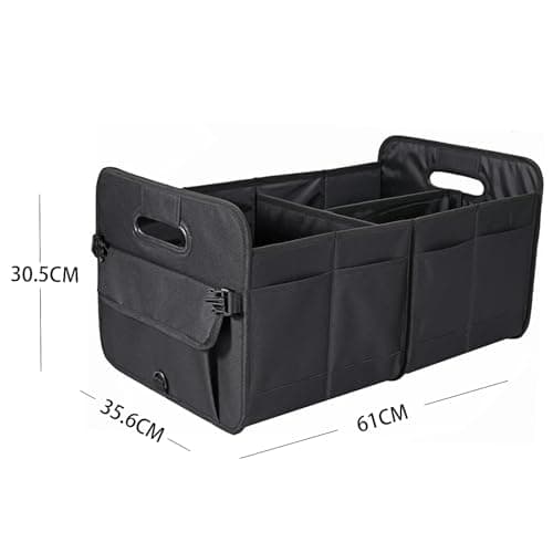 austoces Car Boot Organizer,Collapsible Durable Multi Compartments Car Storage Organiser With Adjustable Straps (Black) — view 6