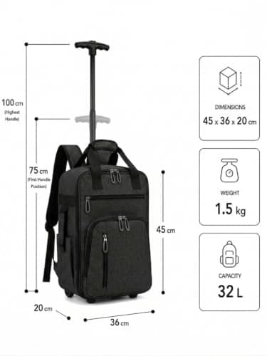 EasyJet Underseat Cabin Bag 45x36x20cm Wheeled Backpack with Handle — view 2