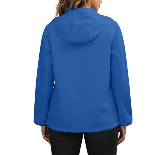Ladies Water Repellent Windproof Coat Hooded Zip Up Long Sleeve Jacket — view 5