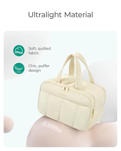 bagsmart Travel Toiletry Bag for Women, Extra Large Makeup Wash Bag, Beige — view 6