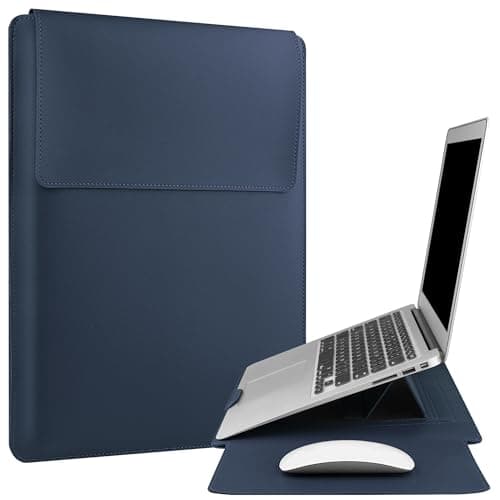 HoYiXi 13.3'' /13.6'' Laptop Sleeve Case Leather Bag with Stand Compatible with MacBook Pro 14/MacBook Air 13(M1 M2)/ASUS Vivobook 14/Dell XPS 13/ASUS Acer Matebook 14'' laptop case,Blue