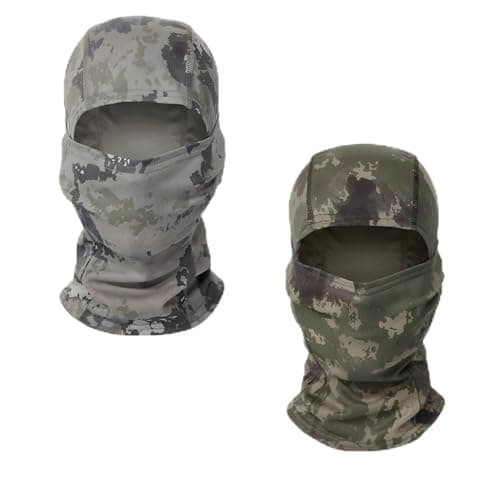 Bloomique 2PCS Balaclava Face Masks, Ski Mask Neck Warmer Lightweight Breathable Elastic Multifunctional Full Face Cover UV Protection and Wind Protection Unisex Men Women (Black) (camouflage)