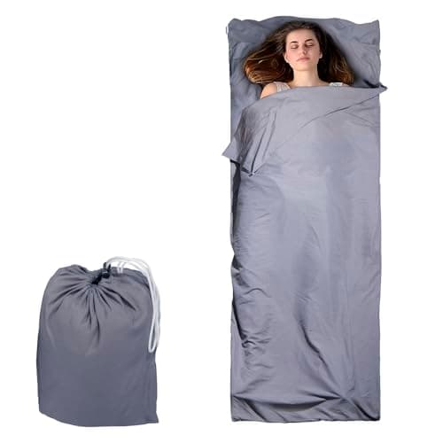 JASKFG Lightweight Sleeping Bag Liner Single & Double Camping Travel Sleep Sack for Backpacking Hotels & Hostels grey (grey, 75cmX210cm) — view 3