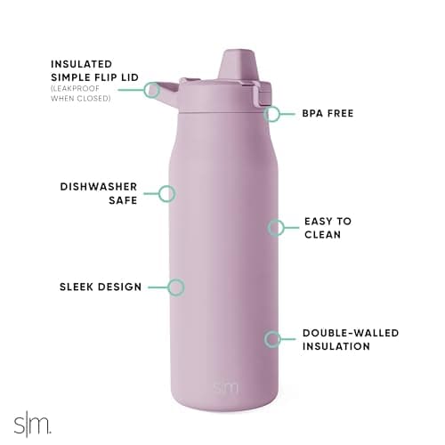 Simple Modern Filtered Water Bottle | Insulated Stainless-Steel Carbon Filter Travel Water Bottles | Reusable for Clean Drinking Water On The Go | 34oz, Lavender Mist — view 2
