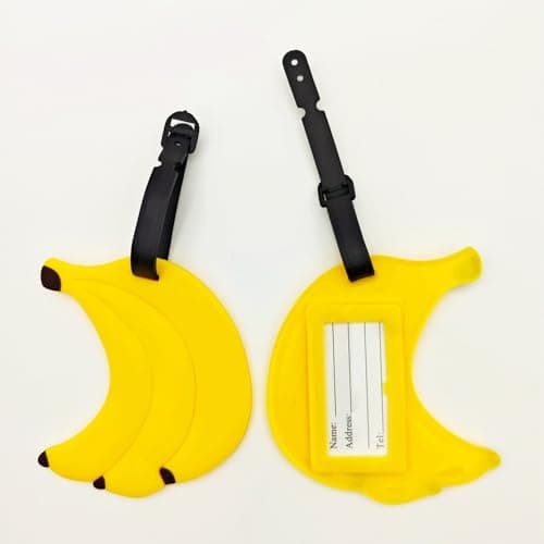 Cute Silicone Luggage Tag for Women Men Funny Fruit Travel Bag Tags Identifier Suitcase Label Personalized Luggage Tags, Banana B — view 3