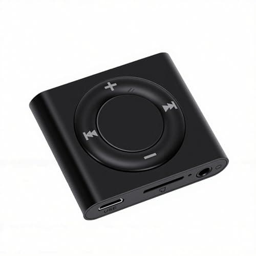 Ejoyous MP3 Player Aluminum Alloy Music Player with Built in Speaker 64GB Card Support 18H Playback HiFi Sound 3.5mm Earphones for Students Running Travel (Black) — view 2