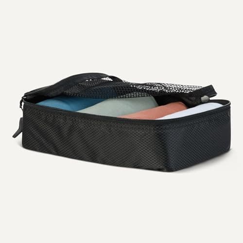 Amazon Essentials 4-Piece Packing Cubes Travel Accessories Set, Luggage Organiser with Double Zip, Mesh Top, Polyester, Small, Black (Previously Amazon Basics) — view 3