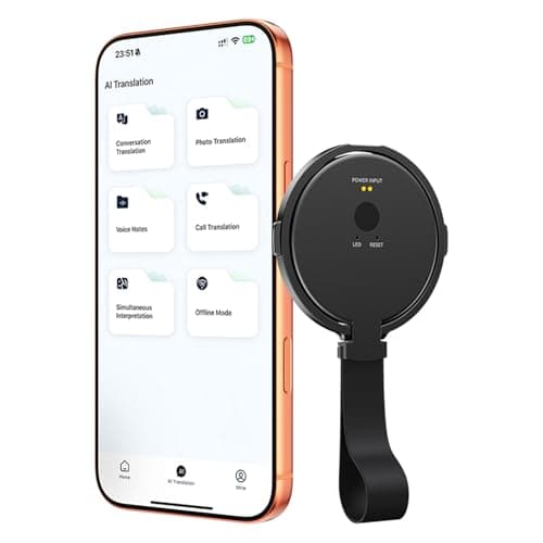 Hamwesh Language Translator Device, Adjustable Magnetic Phone Stand Real Time Translation Device for Travel Meetings, Smart Translator Support 146+ Languages 60+ Accents (Black)