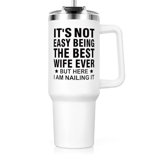 Leebbsin Funny Wife Birthday Gifts 1.18L Water Bottle with Handle Straw