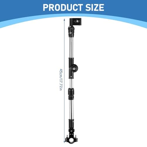 Retractable Adjustable Umbrella Holder for Stroller, Stainless Steel Umbrella Clamp with Non Slip Base for Strollers Wheelchairs Bike — view 4