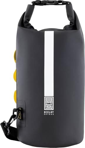 CRESSI since 1946 - Ocelot Dry Bag - Unisex Dry Waterproof Bag for Sea, Boat and Water Activities, Available in Small, Medium and Large Sizes, Black/Yellow 10 L — view 2