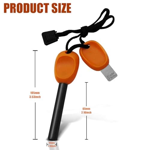 2 Pcs Fire Starter Kit Flint and Steel Survival Fire Steel Outdoor Emergency Survival Tool for Travelling Camping Hiking (2PC) — view 2