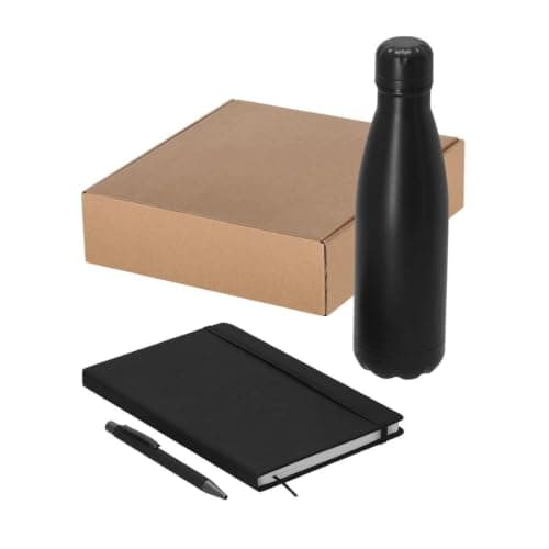 Personalised Executive Gift Set with A5 PU Notebook, Aluminium Ballpoint Pen & 500ml Stainless Steel Insulated Bottle | Custom Engraved Corporate Gift Box — view 2