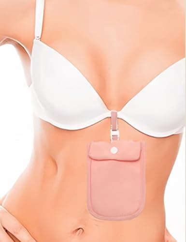 uvbws Travel Hidden Bra Wallet - Travel Women's Neck Bag - Hidden Money Bag with Adjustable Elastic Band - Ensuring Safe Travel of Valuable Items, Pink+Black, 14.2 * 10.3cm — view 6