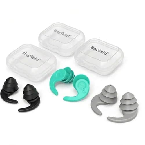 Boyfield Swimming Ear Plugs, 3 Pairs Waterproof Ear Plugs for Swimming Ear Plugs Adults, Reusable Silicone Ear Plugs Swimming for Surfing Showering Water Sports (Black+Green+Grey) — view 5