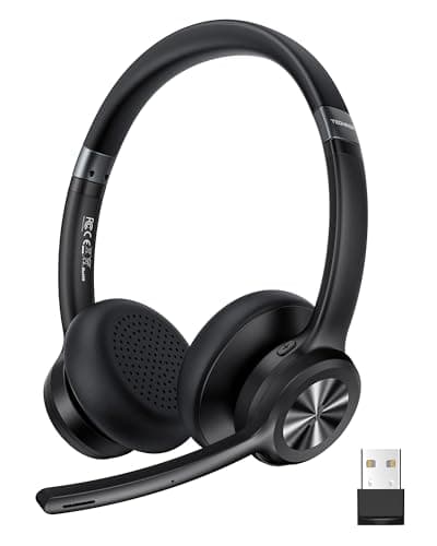TechRise Bluetooth Headset Wireless Headset with Microphone Noise Canceling, 50H Playtime & Mute, Wireless Headphones with Mic Bluetooth On-Ear Headphones for Trucker Cellphone Office Call Center