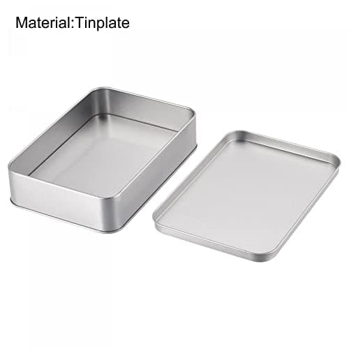 sourcing map Metal Tin Box, 6.3" x 4.33" x 1.38" Rectangular Empty Tinplate Containers with Lids, Silver Tone, for Home Organizer, Candles, Gifts, Car Keys, Crafts Storage — view 3
