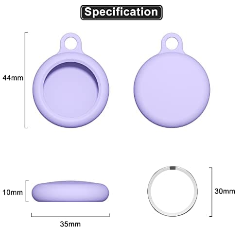 oakxco for Airtag Keychain Silicone, Airtag Holder with Key Ring, Air Tag Cover Cute Accessories for Kids, Luggage, Car Dog Collar, Car, Compatible with Apple Airtag Case Waterproof Tracker, Lavender — view 5