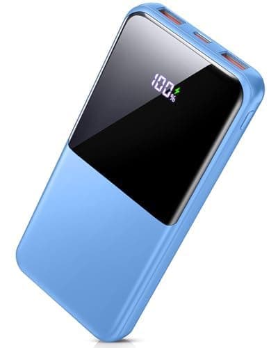 Power Bank 10000mAh, 3A Phone Charger Power Bank Fast Charging with USB-C in&out, 3 Outputs Portable Charger Battery Pack with Built-in Cables Compatible with iPhone16/15/12/11/13/14/Tablets