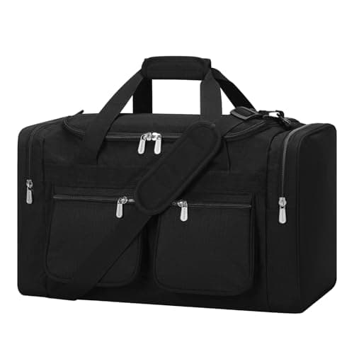 ZZY Men's 40L Gym Bag Sports Duffle with Lockable Zipper, 20-Inch Holdall for Fitness, Workout, Travel, Weekend Overnight Bag (Black)