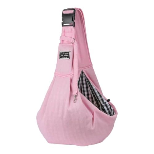 Puppy Carrier - Reversible Hands-free Dog Carry Sling for Small & Medium Dogs & Cats, Soft & Comfortable, Adjustable Dog Carrier Bag Shoulder Tote for Outdoor Walking, Travel & Shopping (Pink)
