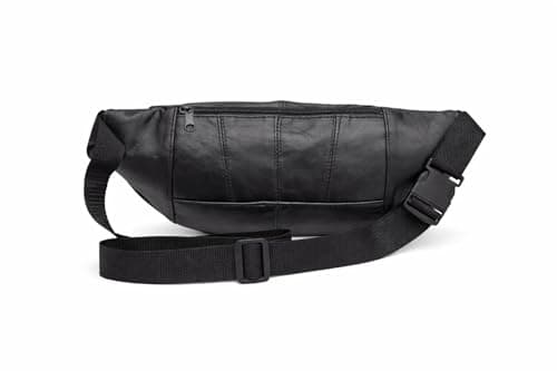 Woodland Leathers Genuine Leather Bum Bag, Durable Waterproof Waist Bag for Men and Women, Ideal for Travel, Festivals, Dog Walking, Fashion Bum Bag and Running Fanny Pack (Black 6) — view 5