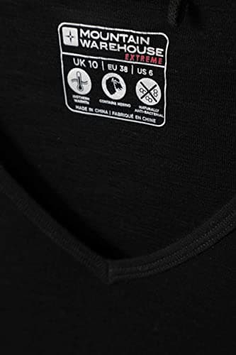 Mountain Warehouse Merino Womens Thermal Baselayer Top - Lightweight, Antibacterial & Breathable Ladies T Shirt - for Winter Travel, Hiking, Camping, Skiing, Snowboard Black 10 — view 6