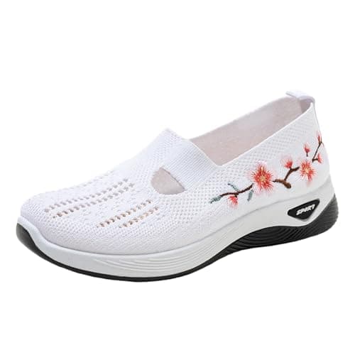 Orthopedic Shoes for Women,Women Comfy Orthopedic Walking Shoes Womens Lightweight Slip-On Knitted Embroidery Sneakers Comfortable Walking Shoes Breathable Slip On Arch Support Non-Slip Sneakers — view 4