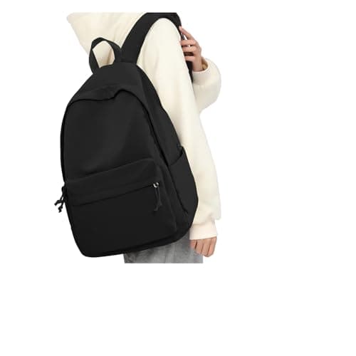 WEPLAN School Backpack Womens Secondary School Bag for Girls Boys Teenage College Rucksack Bag for Women Lightweight Casual Daypacks Bookbag Waterproof 14 inch Laptop Backpack Work Travel,A1-Black