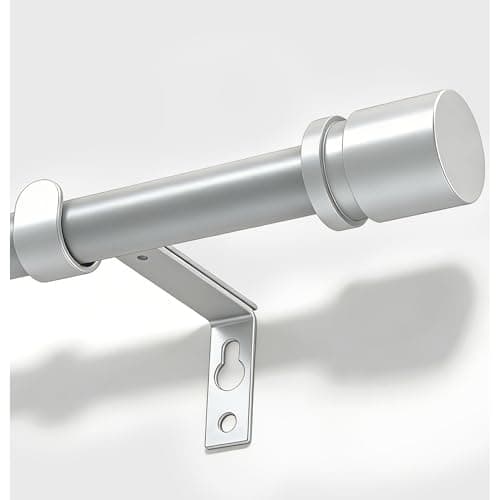 Poskena Curtain Poles Silver, 16mm Curtain Rod, 63-103cm