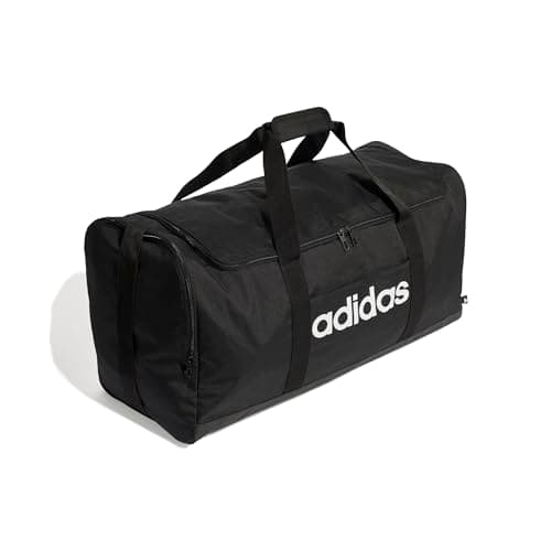 adidas Unisex Essentials Linear Duffel Bag Duffel Bag, Black/Black/White, L — view 3
