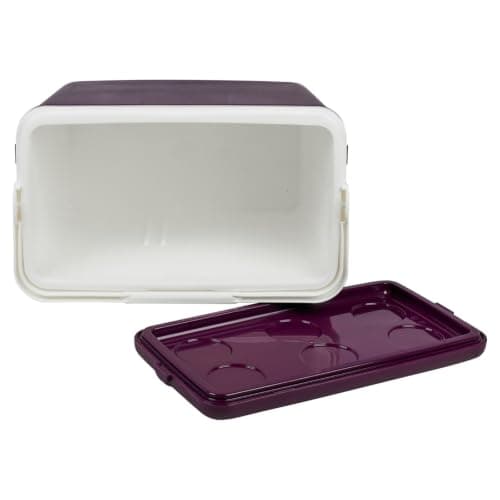 URBNLIVING 24L Cooler Box Insulated Picnic Cool Box with Carry Handle Ice Pack Divider Camping Beach BBQ Food & Drinks Storage (Purple - With 2 Ice Packs) — view 3