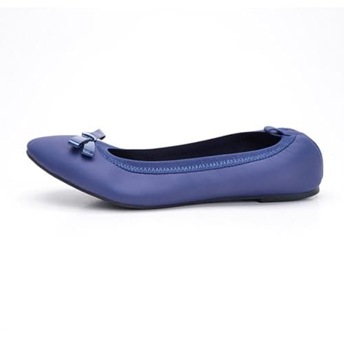 UK Ladies' Rollable Ballet Pumps Space-Saving Travel Flats Formal Wedding Shoes Women Memory Foam Collapsible Flats | Lightweight Foldable Design Blue — view 6