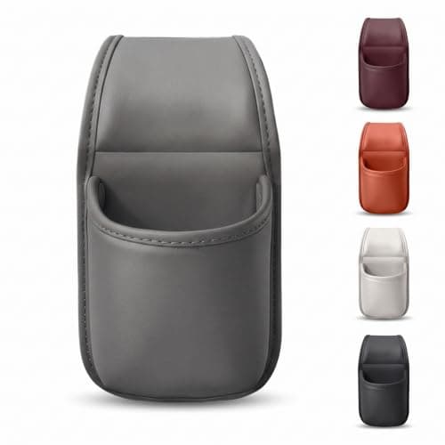 Leather Car Door Storage Pocket Double-layer Compartments Organizer Grey