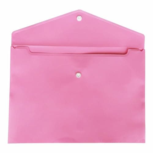 𝑷𝑰𝑵𝑲 Document Wallet - 15 Pack A4 Pastel Folder Document Files Envelope - Plastic Popper with Snap Button, Waterproof Folder for Home, School, Office Stationery — view 4